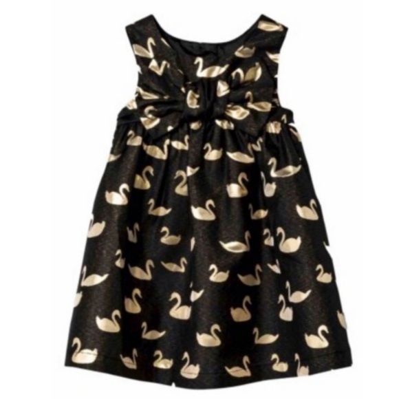 Cat‎ & Jack Black & Gold Swan Formal Dress size 5T elegant classic party bow - Picture 1 of 3